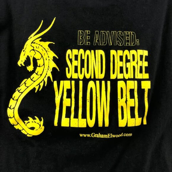 Palm Strike XL Second Degree Yellow Belt Karate Black Tee Fitted Tultex - Picture 5 of 7